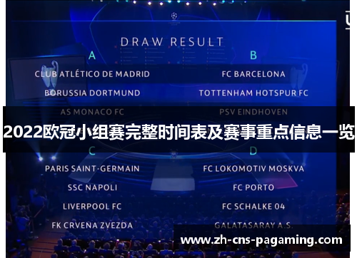 2022欧冠小组赛完整时间表及赛事重点信息一览