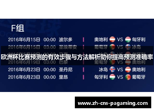 欧洲杯比赛预测的有效步骤与方法解析助你提高预测准确率