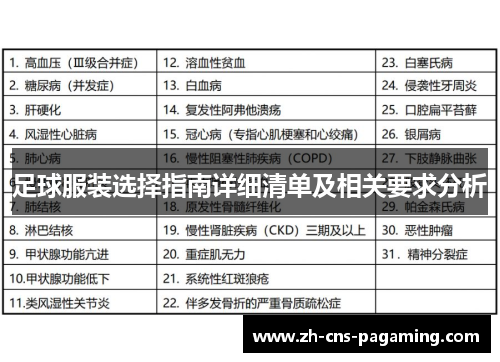 足球服装选择指南详细清单及相关要求分析